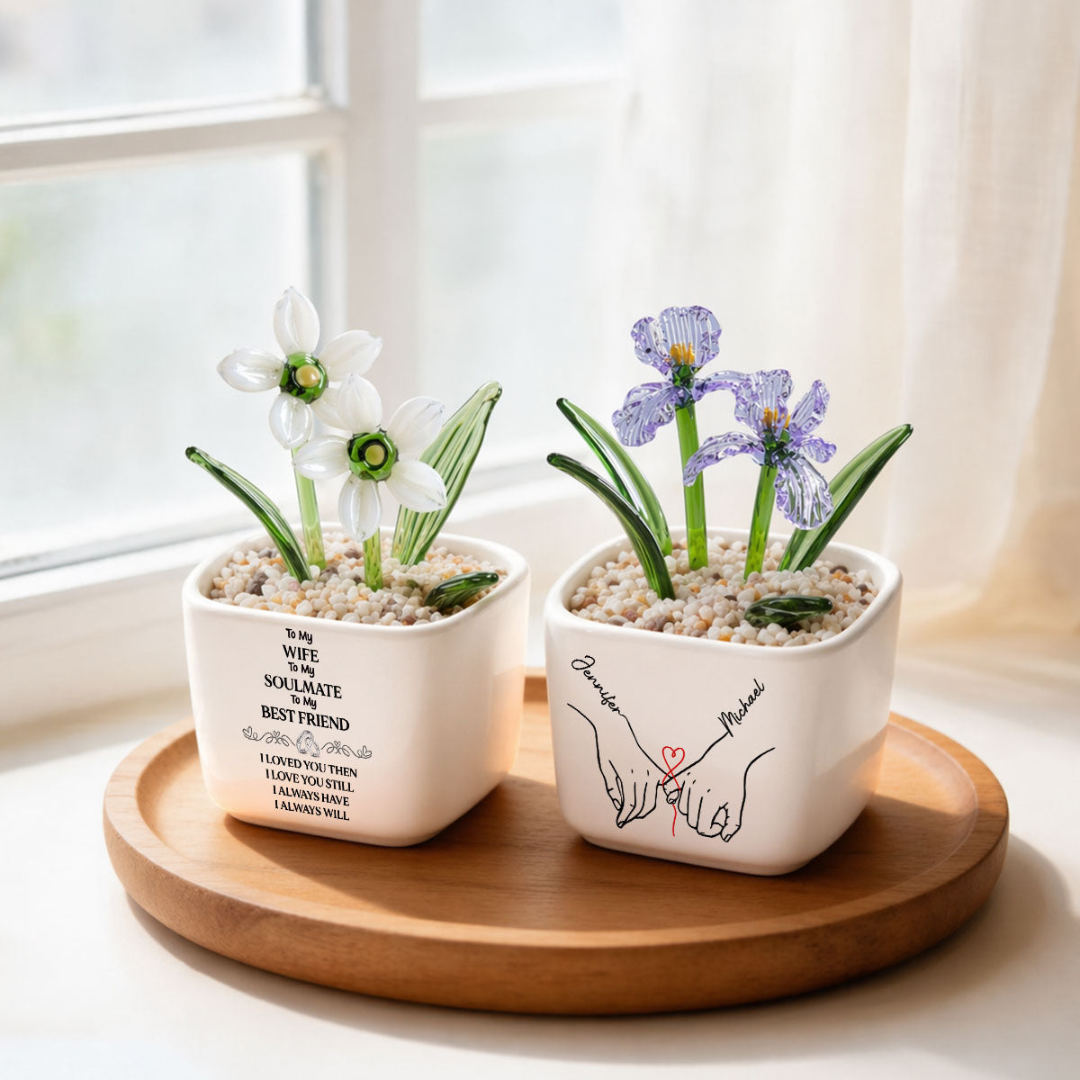 To My Wife Soulmate Best Friend - Personalized Custom Glass Birth Month Flower