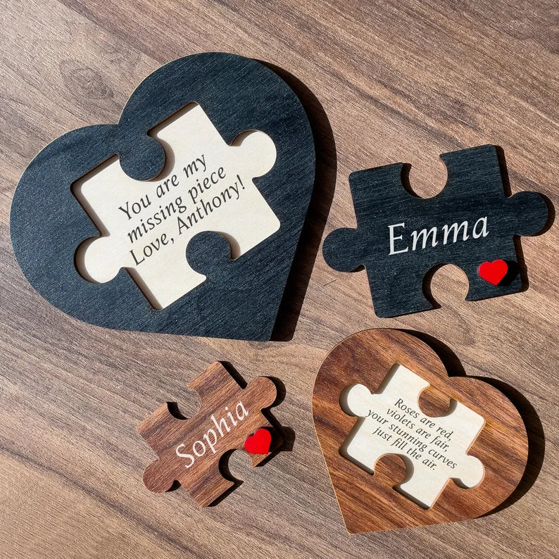 Personalized Love Keepsake Couple Jigsaw Puzzle Name Logo-Romantic Valentine's Day/ Anniversary Gift for Him Her