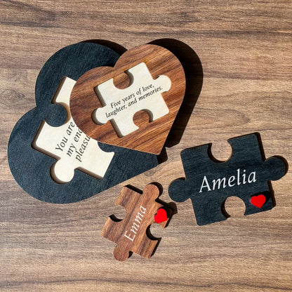 Personalized Love Keepsake Couple Jigsaw Puzzle Name Logo-Romantic Valentine's Day/ Anniversary Gift for Him Her