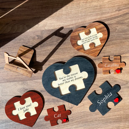 Personalized Love Keepsake Couple Jigsaw Puzzle Name Logo-Romantic Valentine's Day/ Anniversary Gift for Him Her