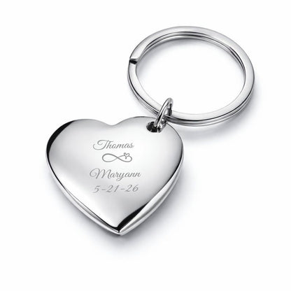 Silver Heart Keychain, Personalized Heart Keychain