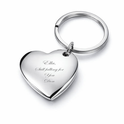 Silver Heart Keychain, Personalized Heart Keychain