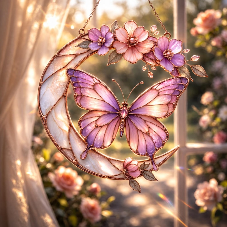 Personalized Butterfly Moon Suncatcher