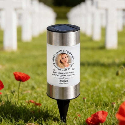 Personalized Always Loved Photo Solar Garden Light with Custom Name Memorial Year Outdoor Lawn Decor Sympathy Bereavement Gift