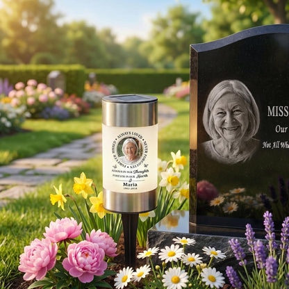 Personalized Always Loved Photo Solar Garden Light with Custom Name Memorial Year Outdoor Lawn Decor Sympathy Bereavement Gift