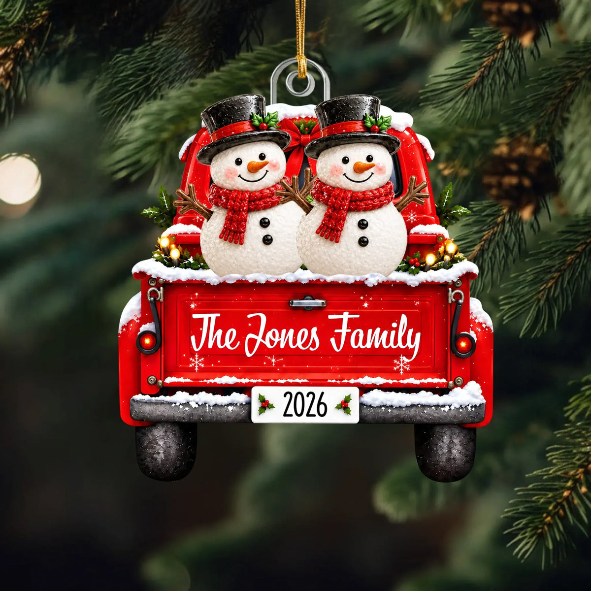 Christmas Snowman - Personalized Custom Shape Mica Ornament - Christmas Gift for Family