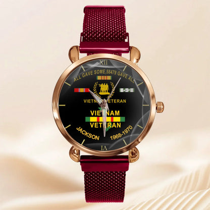 Customized Watch for Vietnam Veterans - Personalize with Name and Year/Period