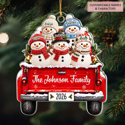 Christmas Snowman - Personalized Custom Shape Mica Ornament - Christmas Gift for Family