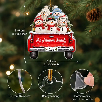 Christmas Snowman - Personalized Custom Shape Mica Ornament - Christmas Gift for Family