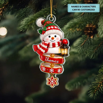 Snowman Spin - Personalized Custom Shape Mica Ornament - Christmas Gift For Family