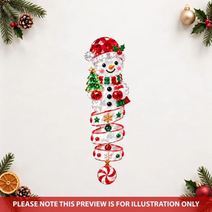Snowman Crystal Spiral - Personalized Custom Shape Mica Ornament - Christmas Gift For Kids, Family