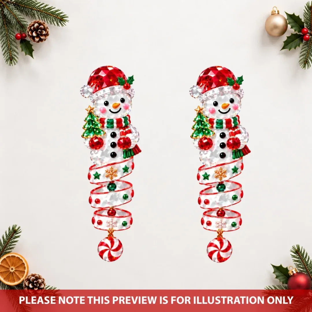 Snowman Crystal Spiral - Personalized Custom Shape Mica Ornament - Christmas Gift For Kids, Family