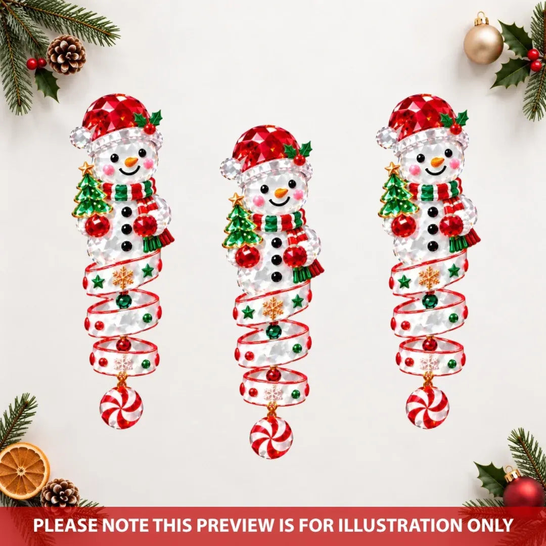 Snowman Crystal Spiral - Personalized Custom Shape Mica Ornament - Christmas Gift For Kids, Family