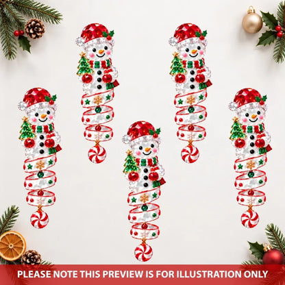 Snowman Crystal Spiral - Personalized Custom Shape Mica Ornament - Christmas Gift For Kids, Family