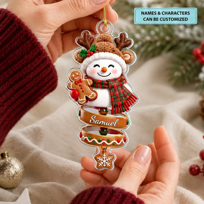 Snowman Spin - Personalized Custom Shape Mica Ornament - Christmas Gift For Family