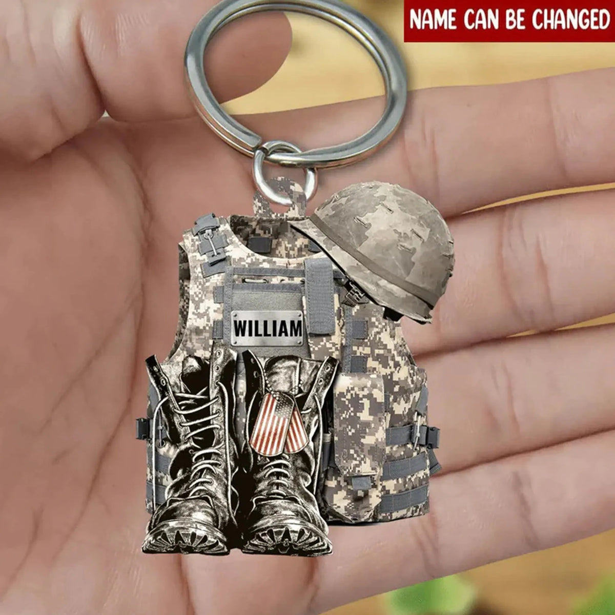 Military Uniform - Boots & Hat - Personalized Flat Acrylic Ornament