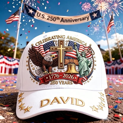 Eagle & Liberty & Cross - Personalized United States 250th Anniversary Classic Cap