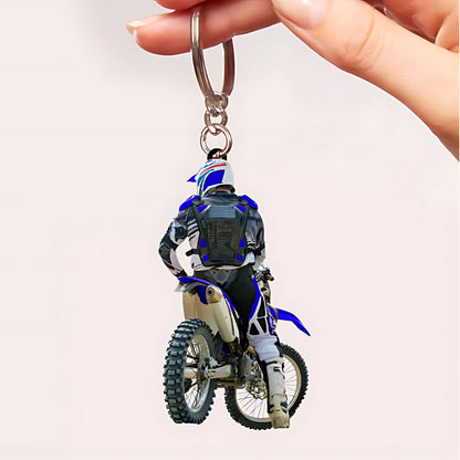 Personalized Motocross Racer Acrylic Keychain