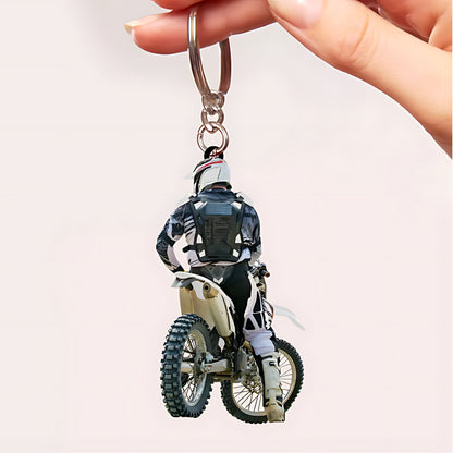 Personalized Motocross Racer Acrylic Keychain