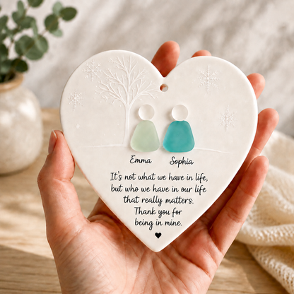 Friends Are Always Close At Heart - Personalized True Friendship Sea Glass Ornament