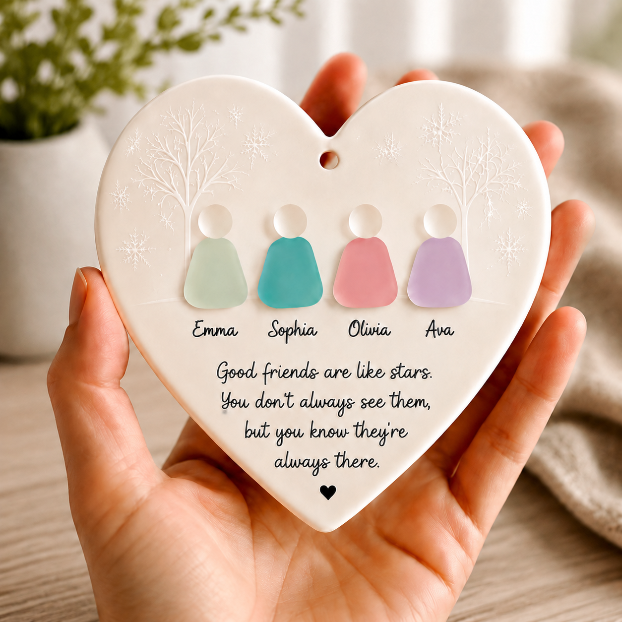 Friends Are Always Close At Heart - Personalized True Friendship Sea Glass Ornament