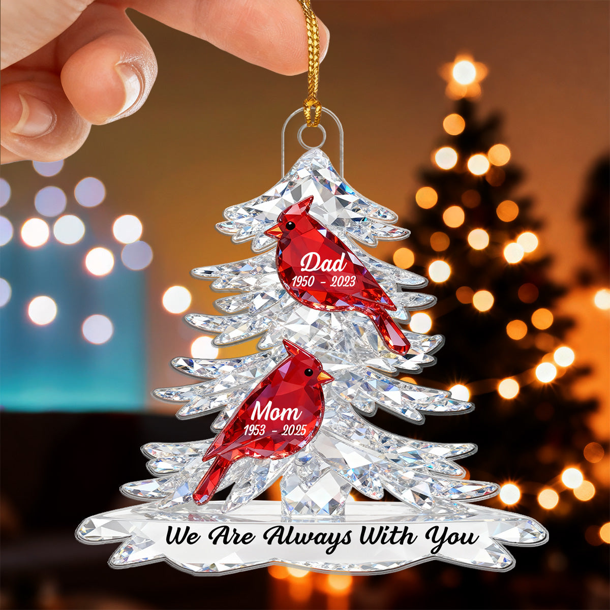 Cardinals Memorial - Personalized Acrylic Ornament - Remembrance Gift, Sympathy Gift For Whole Family, Extended Family
