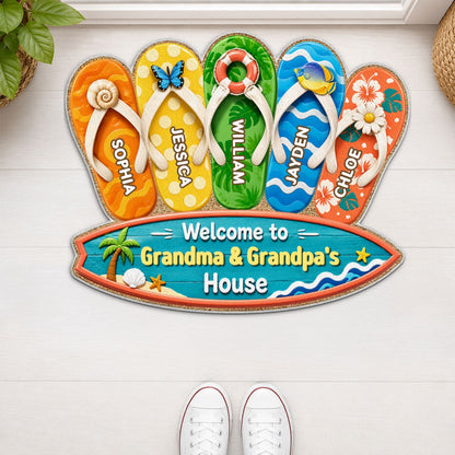 Hello Summer Vibe Welcome To Grandma Grandpa House - Personalized Doormat - Grandparents House Summer Decoration