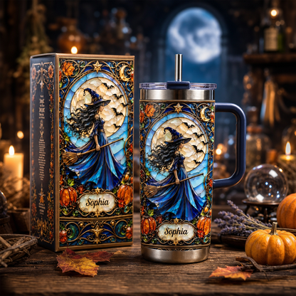 Personalized The Witch 40oz Handle Tumbler | Custom Halloween Tumbler