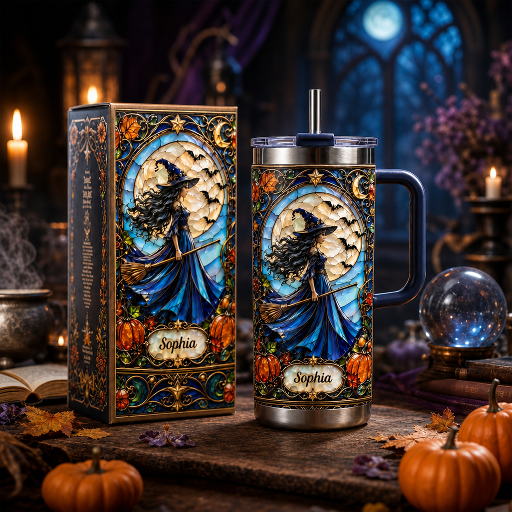 Personalized The Witch 40oz Handle Tumbler | Custom Halloween Tumbler