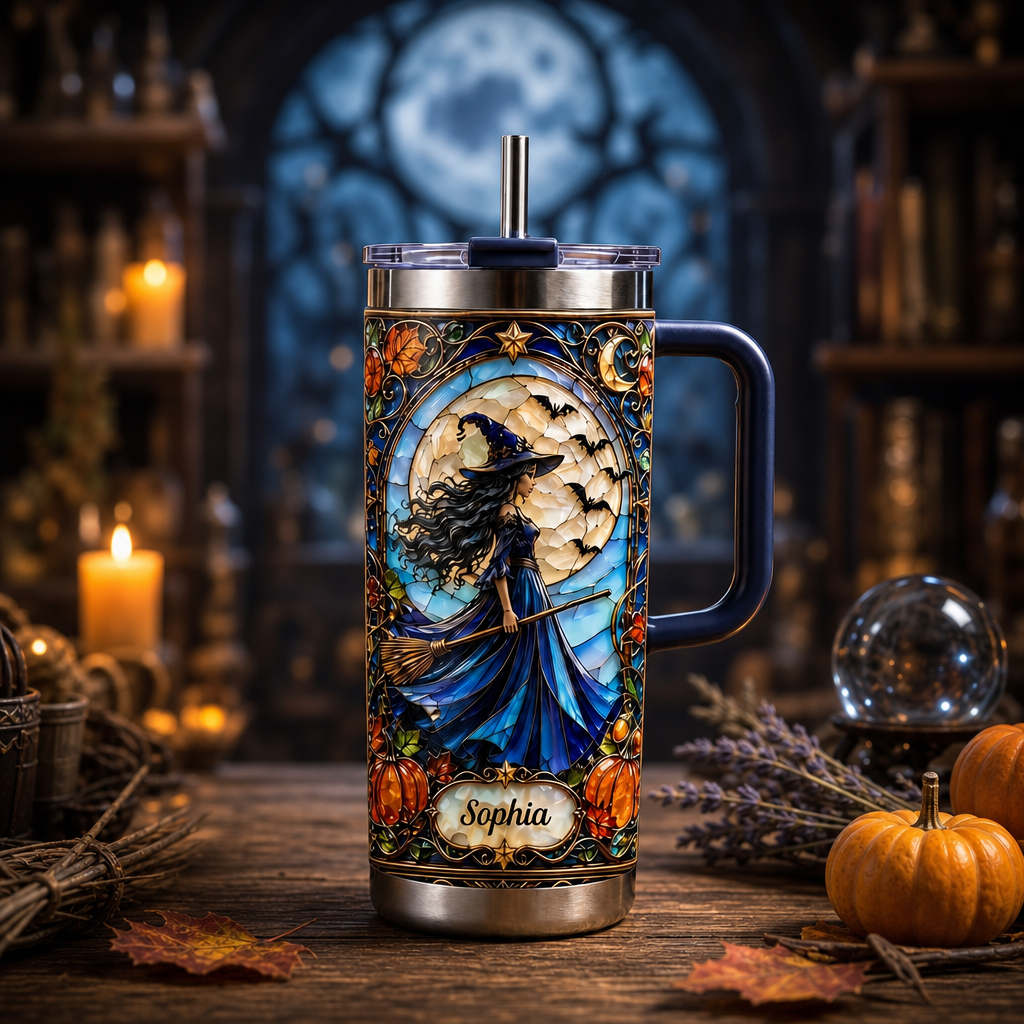 Personalized The Witch 40oz Handle Tumbler | Custom Halloween Tumbler