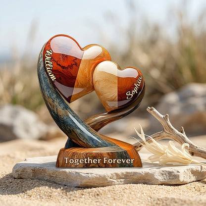 Together Forever - Personalized Two Heart Couple Plaque