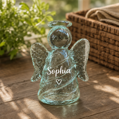 Original Recycled Glass Support Angel ‑ Custom Name