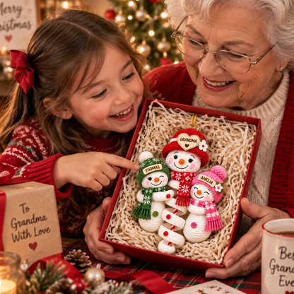 Personalized Cute Snowman Grandma & Grandkids-Family Christmas Tree  Decoration