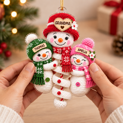Personalized Cute Snowman Grandma & Grandkids-Family Christmas Tree  Decoration