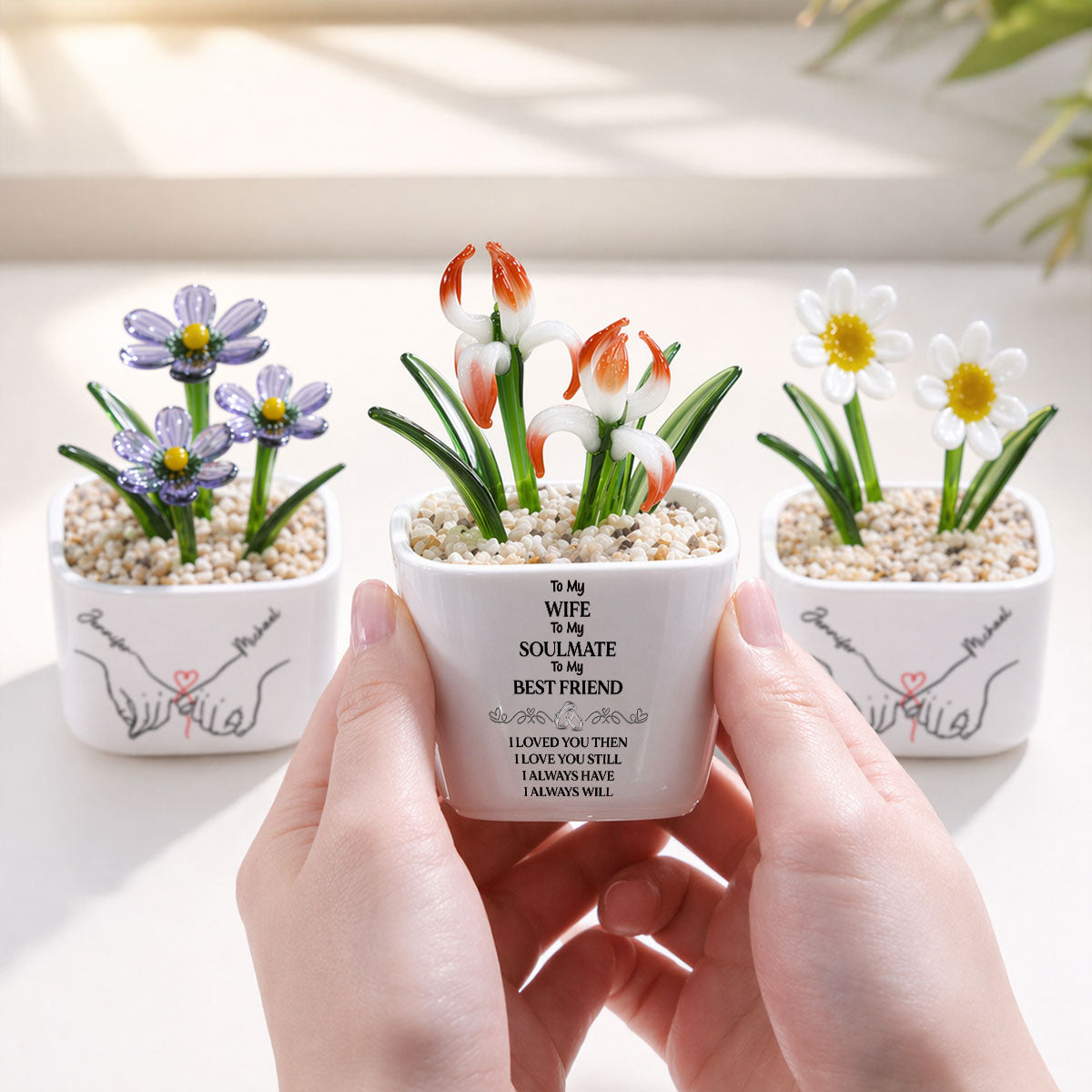 To My Wife Soulmate Best Friend - Personalized Custom Glass Birth Month Flower