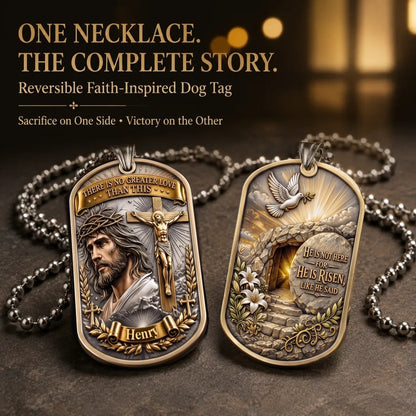 🔥🔥Personalized "Greater Love" 3D Jesus Dog Tag Necklace - Customized Christian Faith Keepsake ✝️❤️