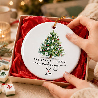The Year I Learned Mahjong - Personalized Ceramic Ornament - Christmas Gift for Mahjong Club, Funny Mahjong Group Gift