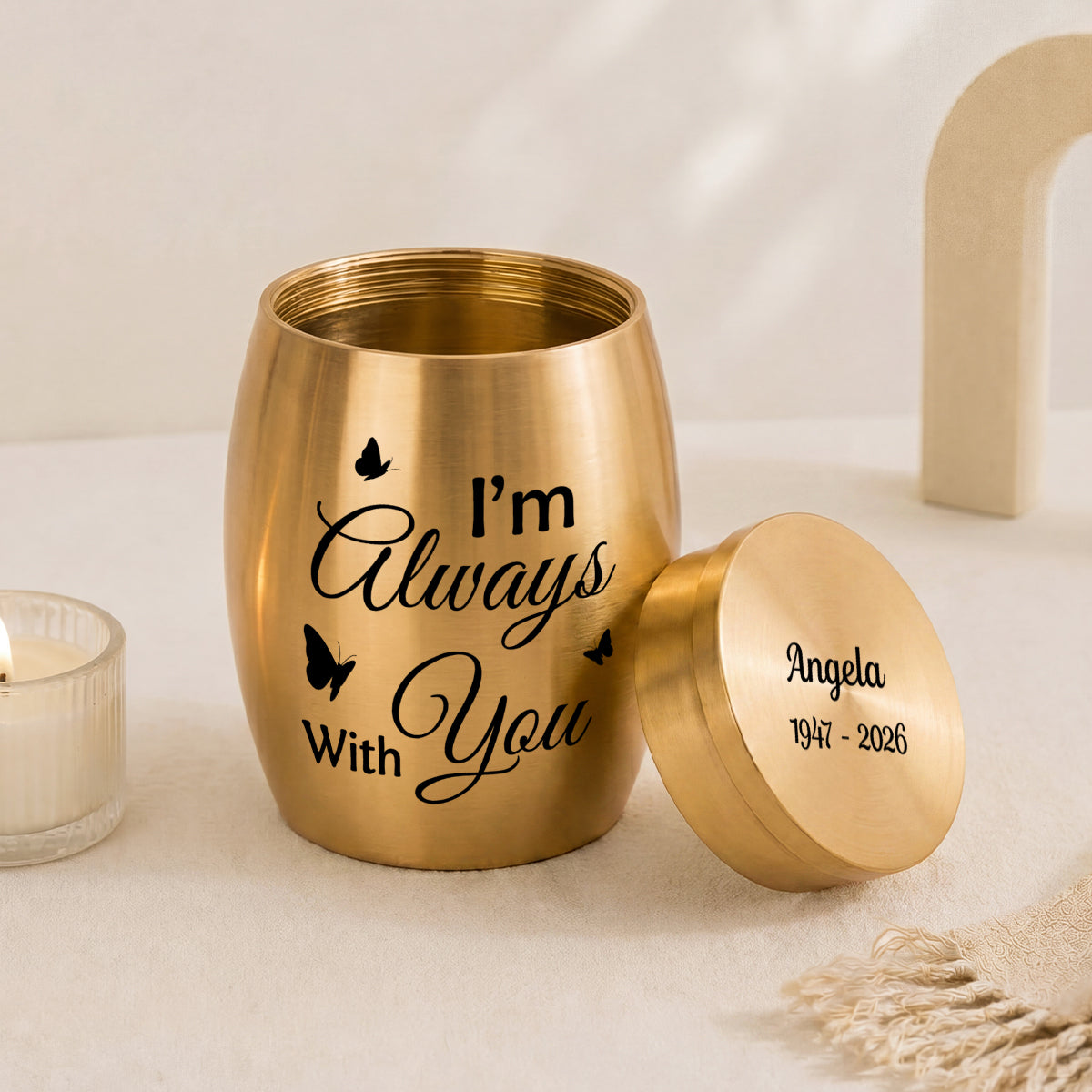 I'm Always With You Mini Urn - Personalized Memorial Gifts for Loss of Mom/Dad