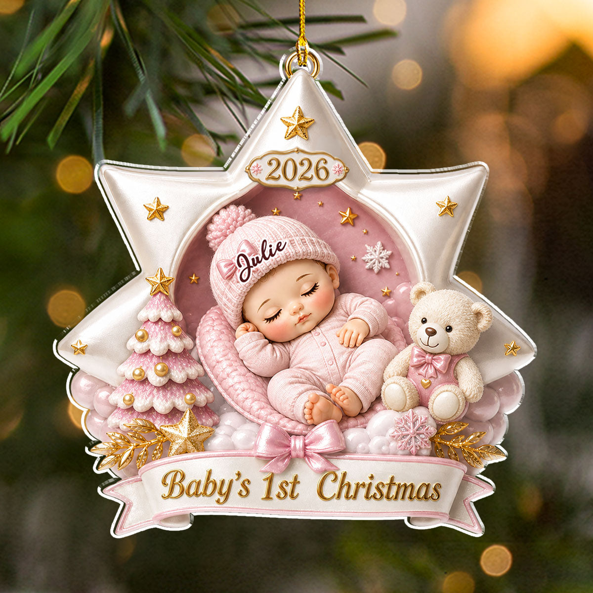 Born For Christmas Magic - Personalized 3D Effect Acrylic Ornament