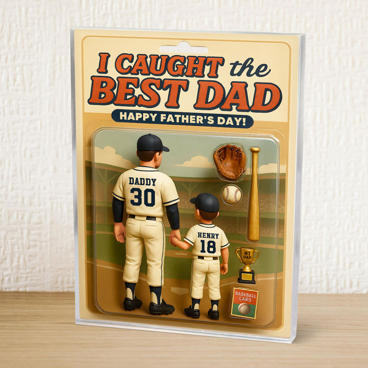 We Caught the Best Dad, Grandpa Baseball Custom Figure - Personalized Acrylic Block Plaque - Gift For Dad, Gift For Husband, Gift For Grandpa