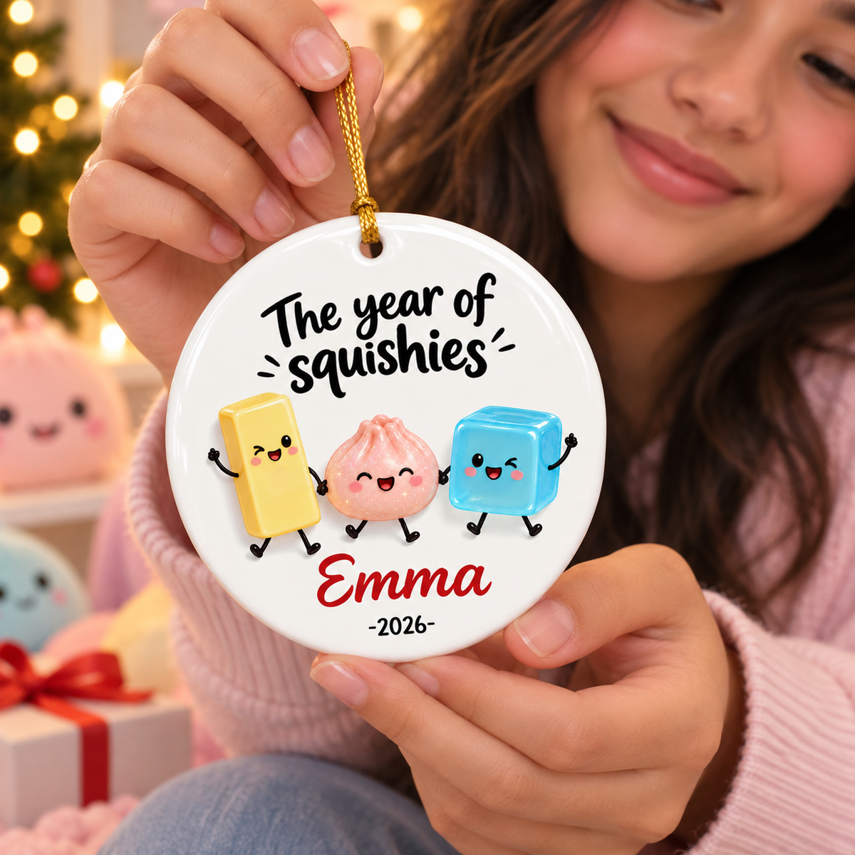 The Year Of Squishies 2D Flat - Personalized Ceramic Ornament - Christmas Keepsake