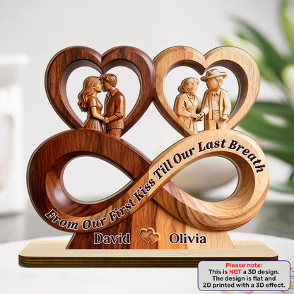 Timeless Love Infinity - Personalized 2-Layer Wood Plaque With Flat Base