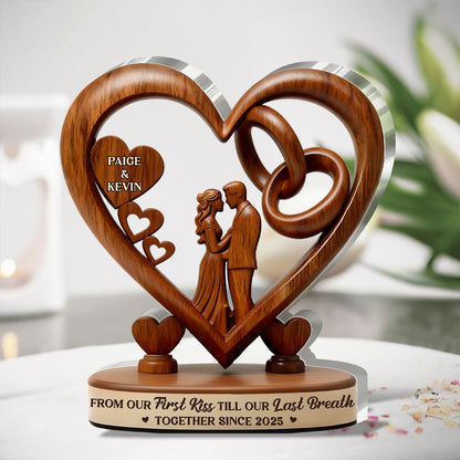 From Our First Kiss Till Our Last Breath - Personalized Custom Shaped Squared Couple Acrylic Plaque