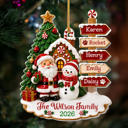 Family Signpost Christmas Custom Name - Personalized Acrylic Ornament