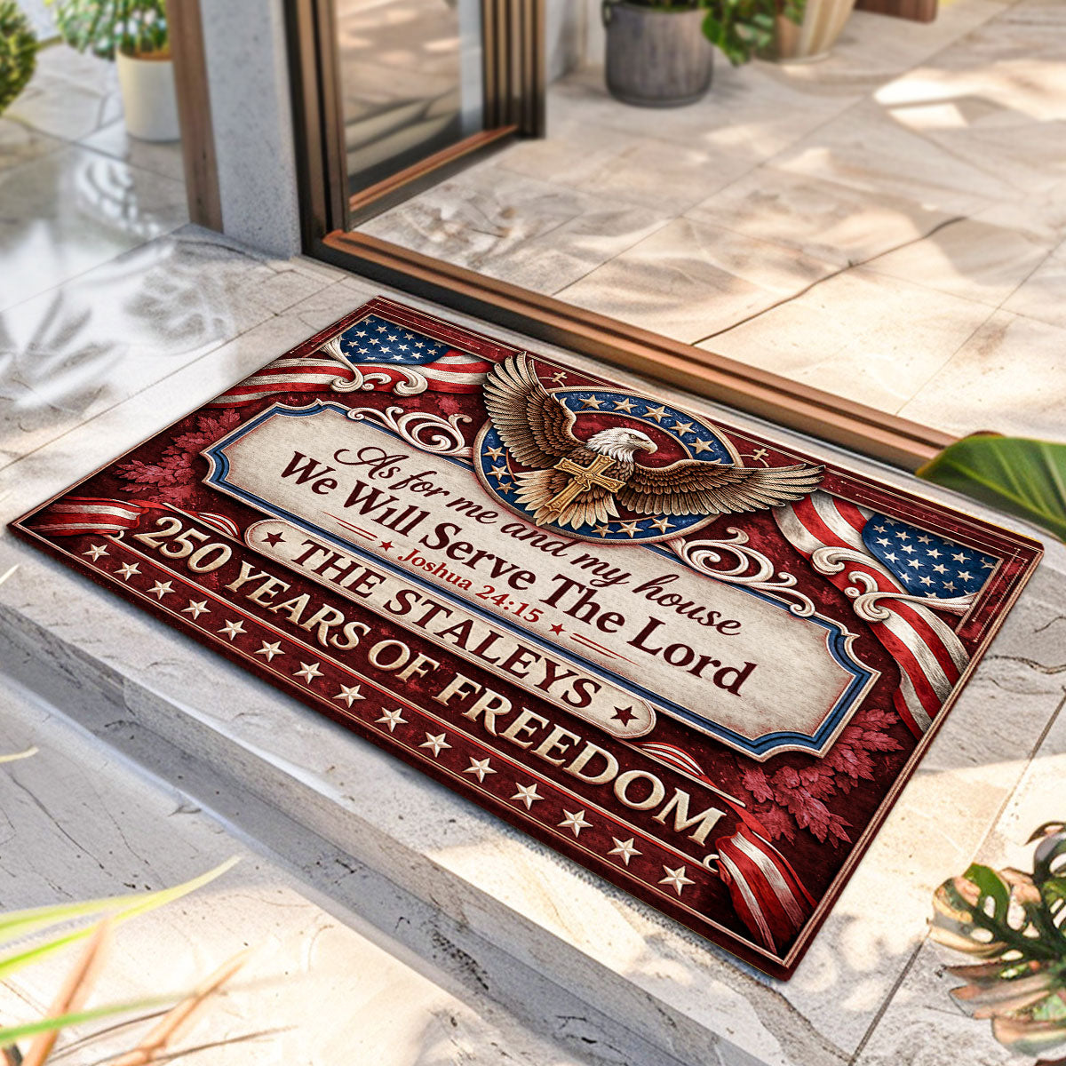 As For Me And My House We Will Serve The Lord  - Personalized Doormat
