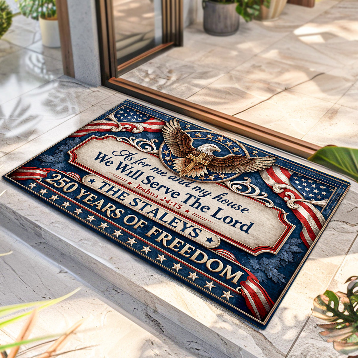 As For Me And My House We Will Serve The Lord  - Personalized Doormat