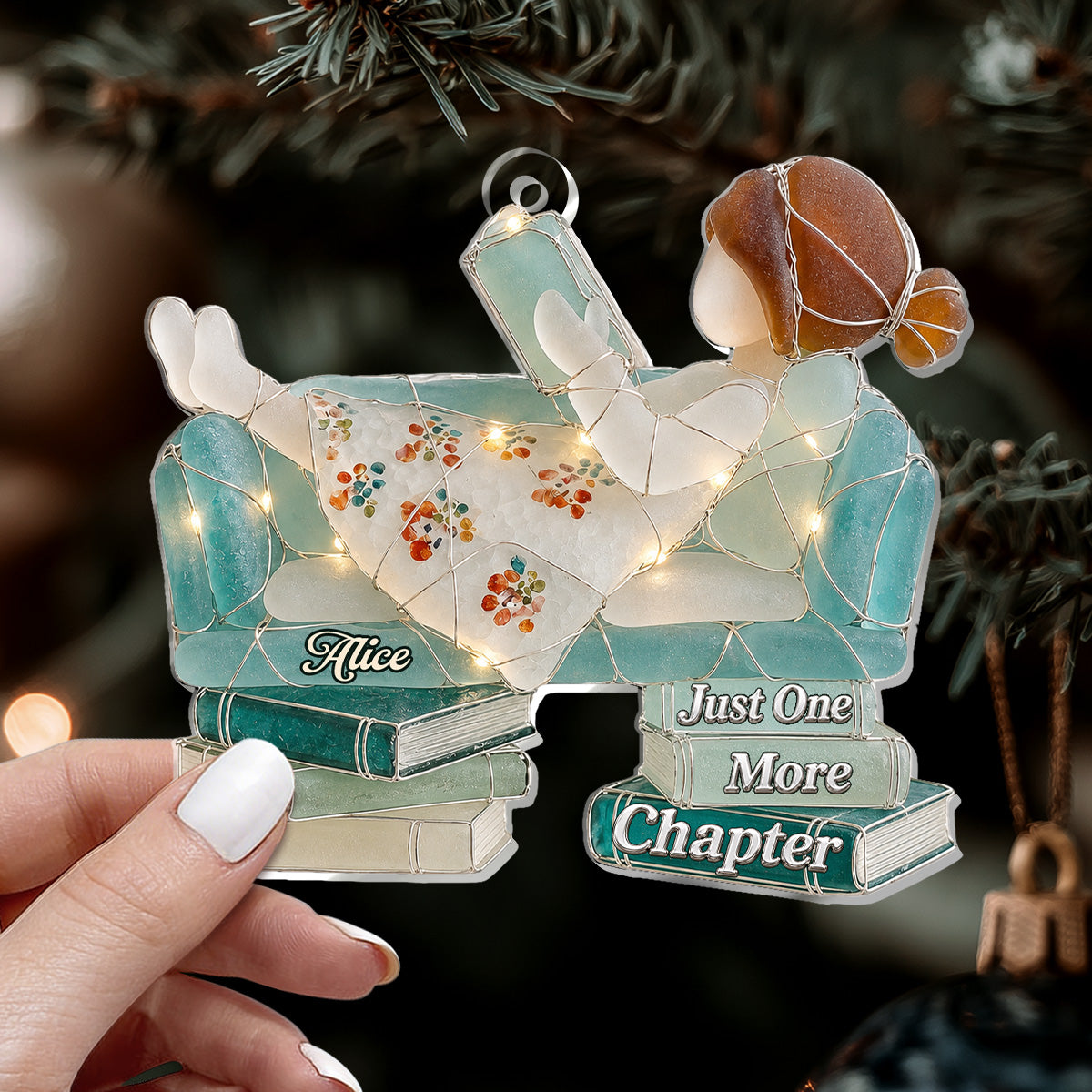 Just A Girl Who Loves Books Sea Glass Effect - Personalized 1-Layer Acrylic Ornament