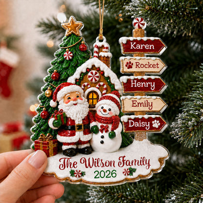 Family Signpost Christmas Custom Name - Personalized Acrylic Ornament