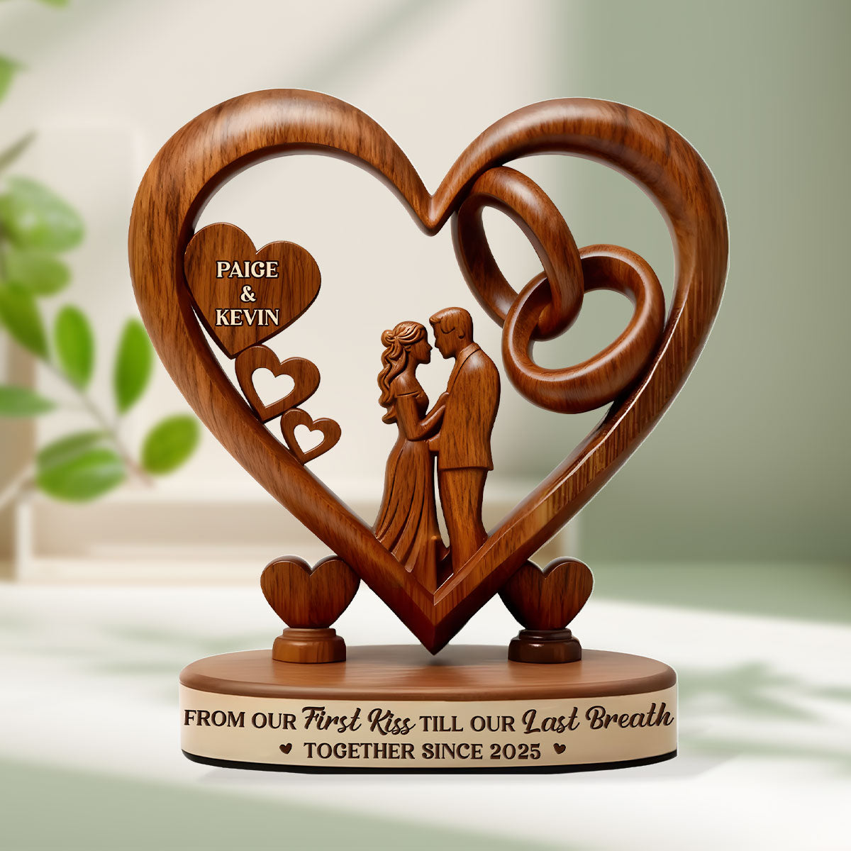 From Our First Kiss Till Our Last Breath - Personalized Custom Shaped Squared Couple Acrylic Plaque
