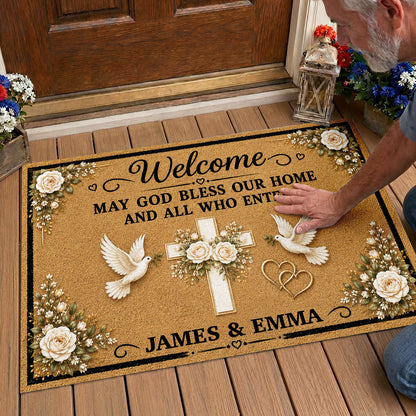 May God Bless Our Home And All Who Enter - Personalized Doormat